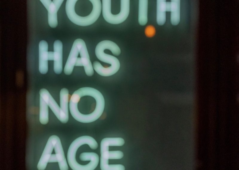 a sign that says youth has no age